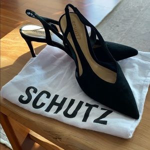 SCHUTZ suede sling back heels